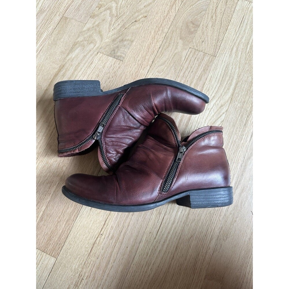 Miz Mooz Luna Boots Women's 8 Ruby Red Burgundy Leather Ankle Booties Boho Moto